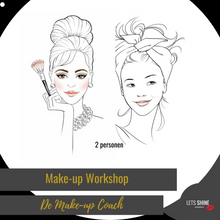 Load image into Gallery viewer, Een make-up workshop voor 2 personen samen met je moeder of vriendin of zus. Voor de bruid of voor ondernemers. Natuurlijk opmaken met natuurlijke dierproefvrije make-up Naaldwijk Westland Zuid Holland