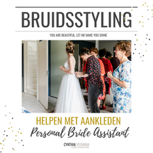 Load image into Gallery viewer, Naast haar en make-up aan huis op locatie help ik ook mee met het aankleden van de trouwjurk Rotterdam Zuid Holland