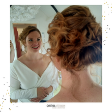 Load image into Gallery viewer, Soft glam natuurlijke bruidsstyling haar en make-up voor de bruid aan huis. op locatie in Zeeland. Fris en romantische bruidsmake-up proefsessie in Naaldwijk